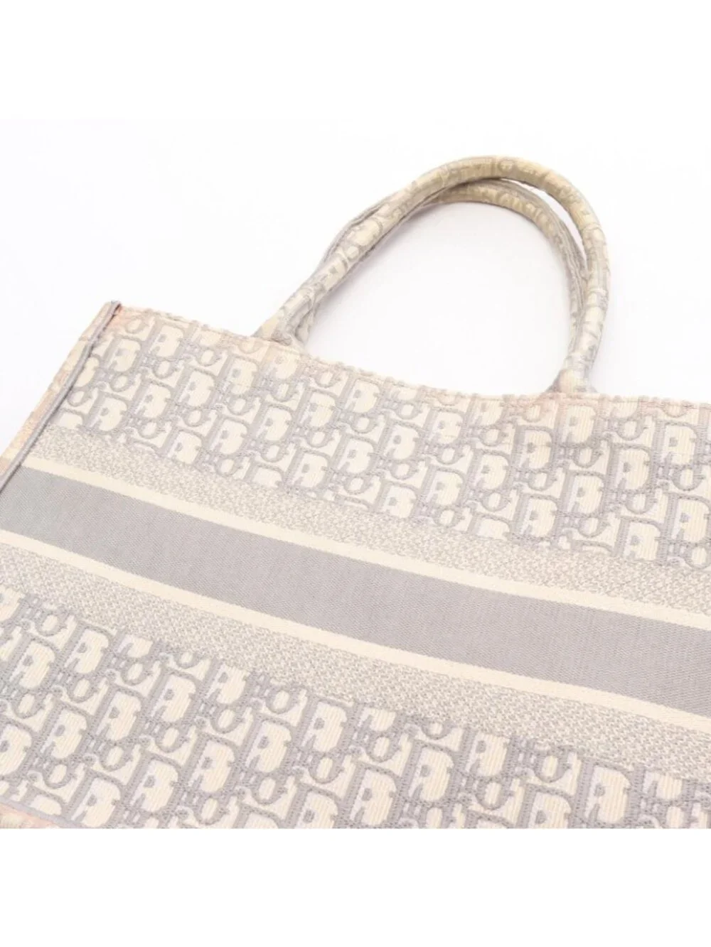 Dior Tote Bag Book Oblique Gray White